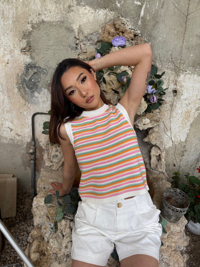 Short blanc en lin